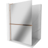 Mexen Kioto+ L, sprchová zástena Walk-In s poličkou a vešiakom 80 x 200 cm, 8mm sklo vzor zrkadlo, ružové zlato profil, 800-080-123-60-50