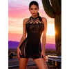 SuperLove Sparkling Diamonds Fishnet Bodystocking Diva Dress 3551 Black L-XXL