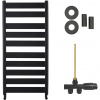 CERANO - Kúpeľňový radiátorový set Marco - ústredné vykurovanie - bočné jednobodové pripojenie - 816W - čierna matná - 1125x550 mm