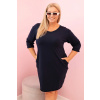 Kesi Dámska sukňa Plus Size z bavlny s jednoduchým strihom a rukávom 3/4 Mara Farba: Modrá - tmavo, Veľkosť: UNI