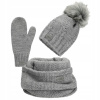 ZIMNÁ ČIAPKA dámska ŠÁL NÁKRČNÍK RUKAVICE teplá SÚPRAVA Sivá RELAKS