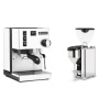 Rancilio Silvia BC, white + Rocket Espresso GIANNINO, chrome/black