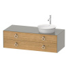DURAVIT White Tulip závesná skrinka pod umývadlo na dosku vpravo, 2 zásuvky, 1300 x 550 x 408 mm, dub prírodný masív/kameňovo šedá matná, WT4992RH592