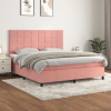 zahrada-XL Posteľný rám boxsping s matracom ružový 160x200 cm zamat 3143036