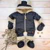 Zimná prešívaná kombinéza s kožúškom a kapucňou + rukavičky + topánočky, Z&Z - čierna, 56 (1-2m)
