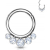 Titánový krúžok s otváraním a 5 čírymi zirkónmi Ruth Farba: číra, Dĺžka / priemer: 10 mm