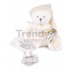 Plyšový medvedík s klipom na cumlík Doudou 25 Years Dummy Holder White Doudou et Compagnie narodeninová edícia biely 20 cm od 0 mes