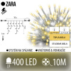Zara led svetelná záclona vonkajšia flash - 400led - 10m teplá biela/flash prebliknutie studená biela - transparentný kábel