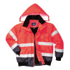 PORTWEST HI-VIS BOMBER CONTRAST C465 / Zateplený bomber 3v1 - HV červená/námorná modrá S