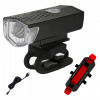 PREDNÉ ZADNÉ LED USB SVETLO NA BICYKEL, AKUMULÁTOR S DRŽIAKOM, SADA ZD41B