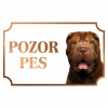 Šarpej - Kovová tabuľka POZOR PES