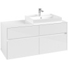 VILLEROY & BOCH Collaro závesná skrinka pod umývadlo na dosku (umývadlo vpravo), 4 zásuvky, 1200 x 500 x 548 mm, Glossy White, C08300DH