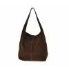 Kožená kabelka Laura Biaggi TS112-10 tmavě hnedá, Materiál: semiš (broušená kůže)