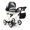 NEW BABY Detský kočík pre bábiky COMFORT bielo-čierny 77x45x77 čierna