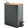 Spirella pedálový odpadkový kôš Erik, tmavosivý, oceľ, bambusové veko, 5 l
