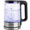 GourmetMaxx GOURMETmaxx Glas-Wasserkocher LED 1,7l 2200W Edelstahl/schwarz kabellos rychlovarná konvice, kabelové připojení, černá/ocelová, sklo, 12053