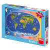 Dino Puzzle - Dětská mapa světa ilustrovaná - 300 XL dílků