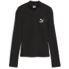 Puma Classics Ribbed Half-Zip Long Sleeve Top Womens Puma Black 10 (S)
