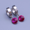 Náušnice z chirurgickej ocele Swarovski rivoli 8mm - výber farieb Fuchsia (tmavá ružová)