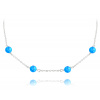 MINET Strieborný náhrdelník so svetlo modrými opálkami