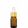 Sklenená fľaštička 5ml hnedá s pipetou zlatej a bielej farby