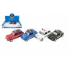 Teddies Auto polícia retro 11cm kov/plast na spätné natiahnutie na batérie so svetlom 4 druhy 12ks v boxe