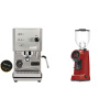 Profitec GO, brushed stainless steel + Eureka Helios 75, ferrari red