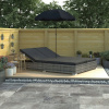 Záhradné lehátko - Garden Deckchair s dáždnikom, polystan, sivou šedou farbou (Garden Deckchair s dáždnikom, polystan, sivou šedou farbou)