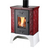 HAAS+SOHN kachlová kamna EMPOLI, kachle bordeaux, podstavec bílý