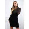 Legínovo Pletené šaty s tylovými rukávmi čierne Farba: Čierna, Veľkosť: UNI
