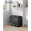 SONGMICS Kôš na triedený odpad 3 x 15 l čierna
