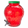 SKLENENÝ DISPENZÉR na nápoje JAHODA 4L pohár s kohútikom na LIMONÁDU