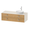 DURAVIT White Tulip závesná skrinka pod umývadlo na dosku vpravo, 2 zásuvky, 1300 x 550 x 408 mm, dub prírodný masív/nordická biela vysoký lesk, WT4992RH5H4