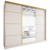 MEBLINE Skriňa s posuvnými dverami so zrkadlom a zásuvkami TRIVI C 270 kašmír / zlaté lemovanie