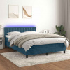 Box spring postel s matrací a LED tmavě modrá 140x190 cm samet Modrá 3134643