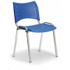 Konferenčná plastová stolička, modrá Biedrax Z9130m, chrómované nohy