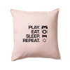 Play Eat Sleep Repeat game - Vankúš 50x50 - 50x50 - Vrátane výplne ( Svetloružová )