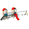 Playground System DETSKÉ IHRISKÁ - zostava so šmýkačkou a dvojhojdačkou 4U225D-10