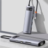 Baseus Metal Gleam Series 8-in-1 Multifunctional Type-C HUB Docking Station Gray(Type-C to HDMI*1+USB3.0*3+PD*1+RJ45*1+SD/TF*1) (BRA013895)