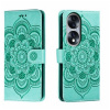Peňaženkové kožené puzdro Sun Mandala na Honor 70 - Zelená