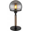 Globo Lighting Haku stolová lampa 1x40 W čierna-dymová-dreva 21954S