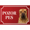 Šarpej - Kovová tabuľka POZOR PES