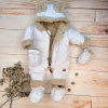 Zimná prešívaná kombinéza s kožúškom a kapucňou + rukavičky + topánočky, Z&Z - biela, 62, 62 (2-3m)