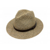 Fiebig - Headwear since 1903 Pánsky slamený klobúk z morskej trávy s koženou stuhou - Fedora Veľkosť: 56 cm