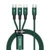 Baseus CAMLT-SC06 Rapid 3in1 USB Type C - USB Type C / Lightning / Micro USB 20 W, 1,5m, zelený