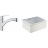 Súprava nerezový drez Grohe K700 31574SD1, kuchynská batéria Grohe Start 30531001