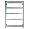 Kovový bezskrutkový regál, základný, 200 x 130 x 60 cm, 90 kg/polica, 5 políc, modrý