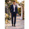 Pánsky tmavomodrý bi-stretch oblek CELIO slim fit