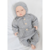 Baby Nellys 3-dielna rebrovaná súpr. Hand Made, body, tepláčiky a čiapočka, sivá