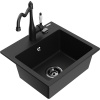 Mexen Milo granitový drez 1-komorový s kuchynskou batériou Carla, čierny - 6505-77-670700-70-B